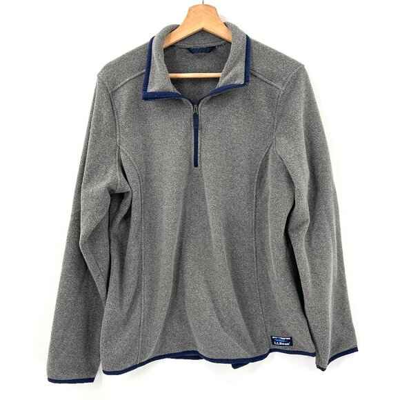 L.L. Bean sweater fleece quarter zip pullover lightweight outdoor jacket gray L - Picture 1 of 12